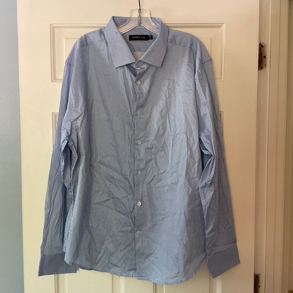 District & Row Blue Geo Print Button Up Shirt Long Sleeve Size XXL 2XL NWT - Picture 1 of 9